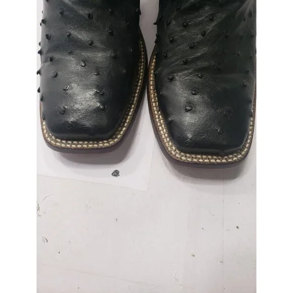 Ariat Black Full Quill Ostrich Leather Cowboy Boots Size 9.5D Style 10029612